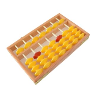 Boulier cadre en bois perles jaunes et rouges.
