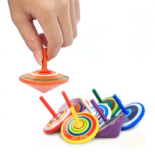 Toupies en bois multicolores 10 pièces