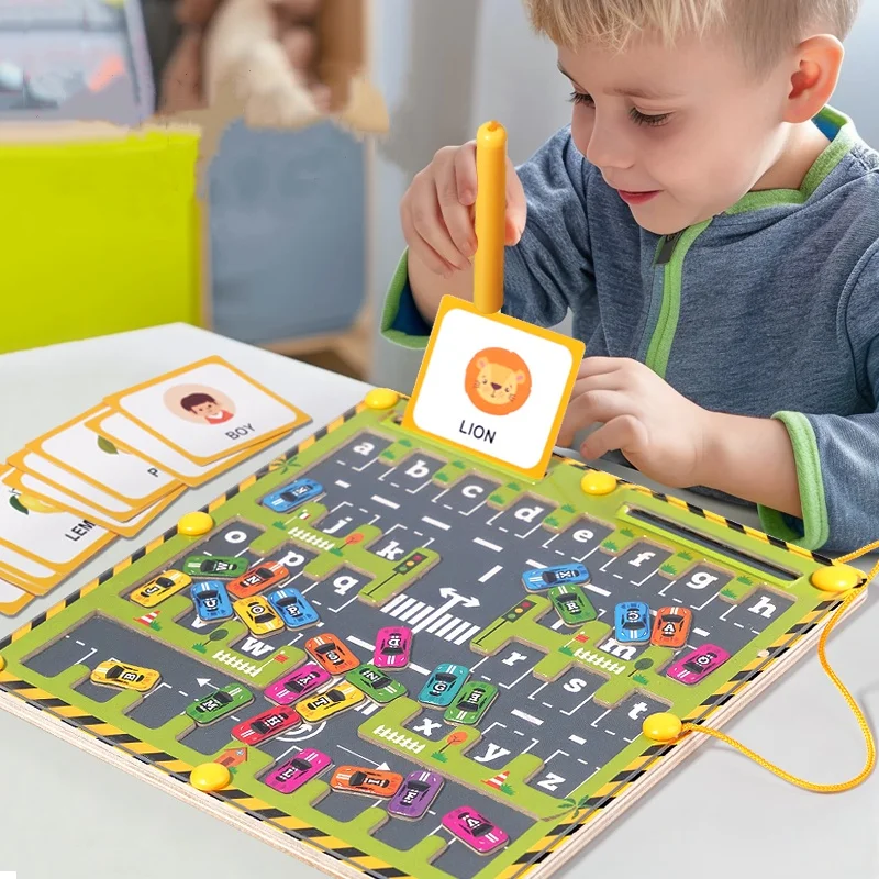 Labyrinthe magnétique Montessori : jeu motricité et alphabet 3-4 ans