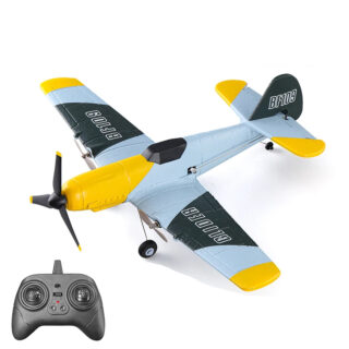 Avion radiocommandé jaune et bleu avec télécommande