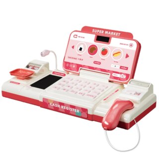 Caisse enregistreuse rose et accessoires