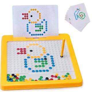 Jeu magnétique avec tablette jaunen stylet magnétique et jetons aimantés ainsi que carte modèle