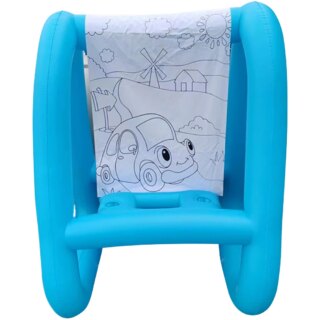 Tableau gonflable beu sur fond blanc. Jeu extérieur